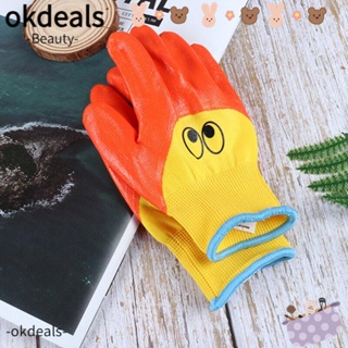 Okdeals ถุงมือไนไตร กันลื่น กันน้ํา ทนทาน แบบพกพา สําหรับเด็ก