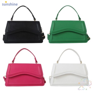 Ssunshine กระเป๋าสะพายไหล่ กระเป๋าถือ หนัง PU สีพื้น แฟชั่นสําหรับสตรี