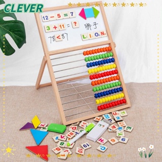 Clever ลูกคิดไม้ ลูกปัดไม้ ทรงสี่เหลี่ยม หลากสี ทนทาน สําหรับเด็ก