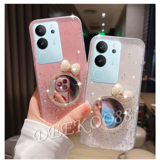 พร้อมส่ง ใหม่ เคสโทรศัพท์มือถือ TPU นิ่ม ประดับโบว์ 3D พร้อมกระจก วิบวับ ลายดาวน่ารัก สําหรับ VIVOV29 VIVO V29 5G 2023