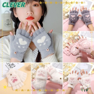 Clever ถุงมือ ผ้ากํามะหยี่ขนนิ่ม ให้ความอบอุ่น แฟชั่นฤดูหนาว