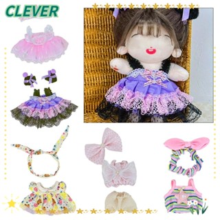 Clever ชุดมินิเดรสกระโปรง ผ้าฝ้าย ลายการ์ตูน 20 ซม. แบบเปลี่ยน สําหรับตุ๊กตา DIY