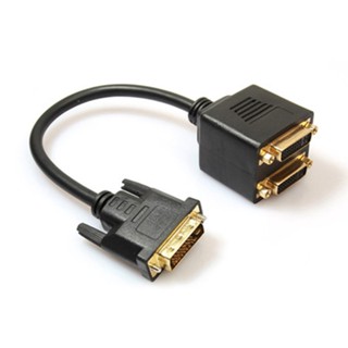 【yunhai】DVI Splitter Adaptor DVI-D Male to Dual 2 DVI-I Female Video Y Splitter Cable