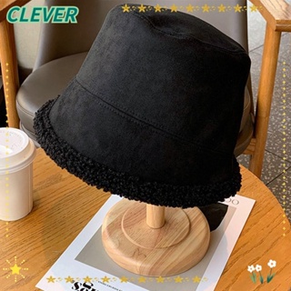 Clever หมวกบักเก็ต ผ้ากํามะหยี่ขนนิ่ม ขนเฟอร์เทียม ให้ความอบอุ่น สไตล์ชาวประมง แฟชั่นฤดูหนาว สําหรับผู้หญิง