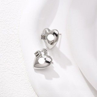 0822-CYBFH Love Heart Stud Earrings Special-Interest Design Inlaid Pearl Alphabet Letter Earrings Fashion Brand M Home High Sense Adult Lady like Woman Style Silver Stud Earrings Z