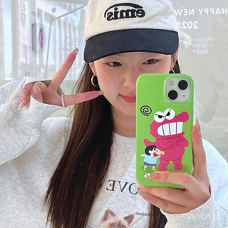 เคสป้องกันโทรศัพท์มือถือ แบบนิ่ม ลายการ์ตูนชินจัง สีเขียวเจลลี่ สําหรับ iPhone 13 11 x xr xsmax 14promax 12 78