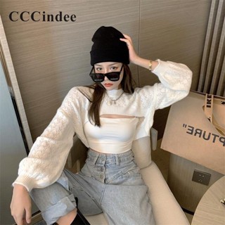 Cccindee ใหม่ เสื้อกันหนาวลําลอง แขนยาว คอกลม สีพื้น เข้ากับทุกการแต่งกาย แฟชั่นสําหรับสตรี 2023