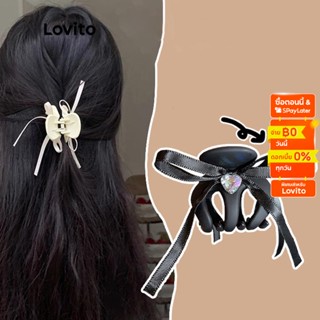 Lovito กิ๊บติดผม ประดับเพชร สำหรับผู้หญิง LNA14127 (สีขาว/ดำ)