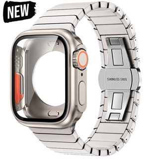 สายนาฬิกาข้อมือ สเตนเลส โลหะ พร้อมเคส สําหรับอัพเกรด IWatch Band 44 มม. 45 มม. 49 มม.