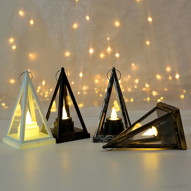 โคมไฟ LED ABS ทรงสามเหลี่ยม ใช้แบตเตอรี่ สําหรับแขวนตกแต่งบ้าน