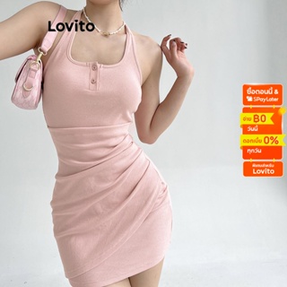 Lovito ชุดเดรสลําลอง แบบเรียบ สําหรับผู้หญิง LNE16137 (สีชมพู)