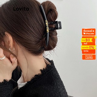 Lovito กิ๊บติดผมลําลอง พิมพ์ลายตัวอักษร สําหรับผู้หญิง LNA09081 (สีดํา)