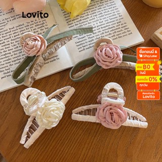 Lovito กิ๊บติดผม ลายดอกไม้ ลําลอง สําหรับผู้หญิง LNA09361 (หลายสี/ปิดสีขาว/ชมพู)