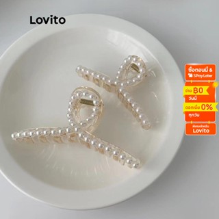 Lovito กิ๊บติดผมประดับมุก สำหรับผู้หญิง LNA14099 (สีขาว)