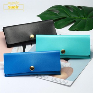 Suair กล่องแว่นกันแดด หนัง PU สีพื้น กระเป๋าแว่นตา แบบพกพา พับได้ เคสแว่นตา