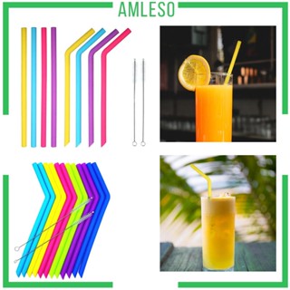 [Amleso] หลอดดูดน้ําซิลิโคน เกรดอาหาร สร้างสรรค์ สําหรับดื่มสมูทตี้