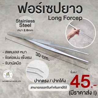 🤏 Long Forcep ปากคีบยาว ฟอเซปใหญ่ ฟอร์เซปยาว คีบกระถาง ด้ามตรง สแตนเลส ขนาดยาว 30 cm.