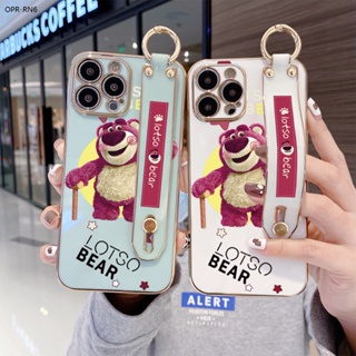 OPPO Reno 6 6Z 5 5F 4F Pro 4G 5G เคสออปโป้ สำหรับ Case Lotso Strawberry Bear เคส เคสโทรศัพท์ เคสมือถือ Wrist Strap Electroplating TPU Cases