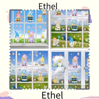 Ethel1 สติกเกอร์ติดหน้าต่างอีสเตอร์ กันน้ํา พิมพ์ลาย Happy Easter สองด้าน DIY สําหรับตกแต่งห้อง