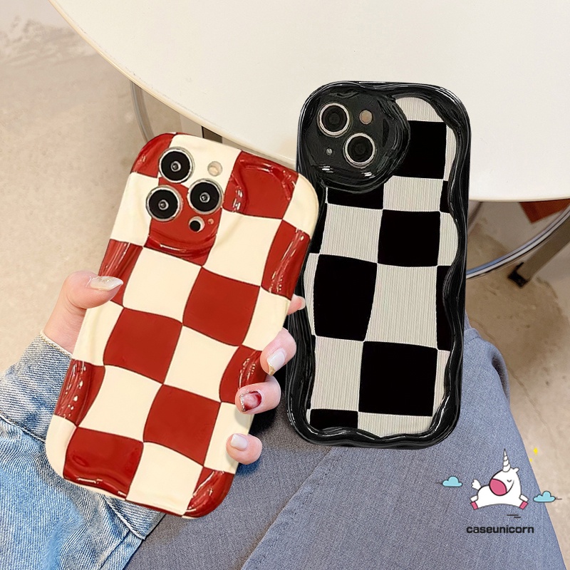 เคสโทรศัพท์มือถือ ลายตารางหมากรุก สีแดง ดํา เรียบง่าย สําหรับ Oppo A54 A12 A17 A57 A55 A5s A76 A78 A16 A17k A5 A15 A95 A7 A16s A54s A96 A77 Reno 8T 5F 4F 6 A1k A16K A3s A74 A31 A16E A77s