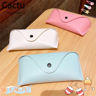 Cactu กล่องใส่แว่นตา หนัง PU สีพื้น แบบพกพา น้ําหนักเบา ทนต่อการบีบอัด สําหรับผู้หญิง