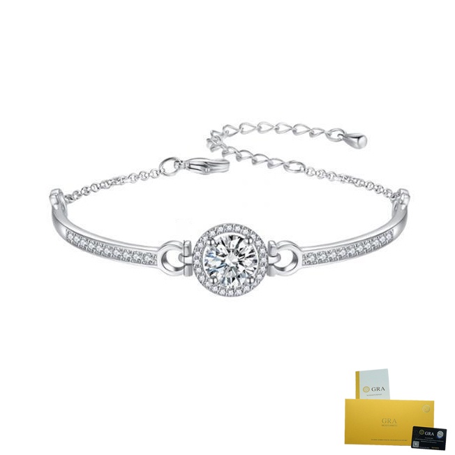 [พร้อมใบรับรอง Gra] สร้อยข้อมือเพชรประกาย สีโรสโกลด์ เรียบง่าย หรูหรา เครื่องประดับ