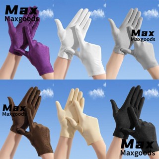 Maxg ถุงมือผ้าไหม ยืดหยุ่น กันลื่น ระบายอากาศ สีพื้น สําหรับผู้หญิง ใส่ขับรถ พิธีเสิร์ฟบริกร