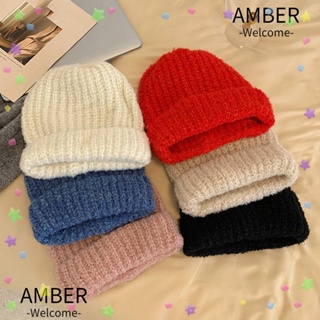 Amber หมวกบีนนี่ลําลอง ผ้าถัก แบบหนา ให้ความอบอุ่น ป้องกันหู สําหรับขี่จักรยานกลางแจ้ง