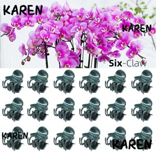 Karen คลิปพลาสติก รูปกล้วยไม้ และดอกไม้ 6 เถาวัลย์ ทนทาน สําหรับปลูกต้นไม้ 100 ชิ้น