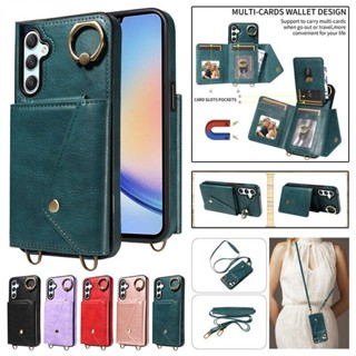 เคสหนัง พร้อมแหวนตั้งโทรศัพท์ สําหรับ Samsung A04 A04S A52 A32 A22 A12 4G 5G