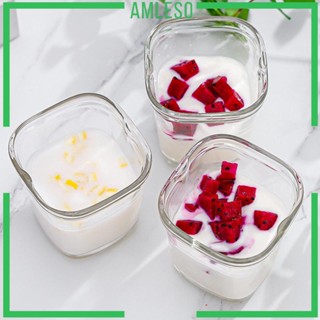 [Amleso] โหลแก้วใส แบบพกพา สําหรับใส่โยเกิร์ต ผลไม้ ขนมหวาน สมูทตี้