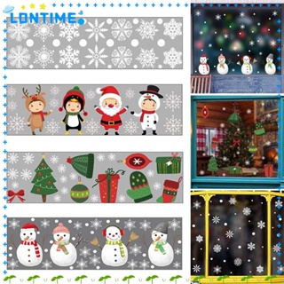 Lontime สติกเกอร์ ลายการ์ตูนคริสต์มาส เกล็ดหิมะ สําหรับตกแต่งบ้าน หน้าต่าง เทศกาลคริสต์มาส