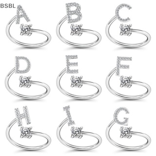 Bsbl แหวนแฟชั่น ลายตัวอักษร A-Z ประดับเพชรเทียม 26 ตัวอักษร ปรับได้ สําหรับผู้หญิง