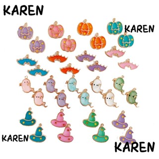 Karen จี้สร้อยคอ รูปฟักทองผี ค้างคาว ฮาโลวีน DIY สําหรับผู้หญิง 34 ชิ้น