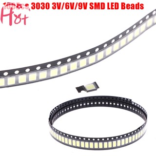 Goldensquare ลูกปัดไฟ LED 3030 SMD 1W 3V 6V 9V สีขาว สําหรับ TV LED 100 ชิ้น