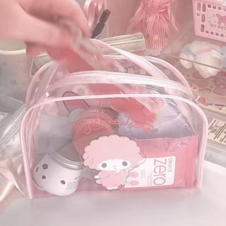 SANRIO Mymelody กระเป๋าเครื่องสําอาง PVC ใส จุของได้เยอะ ลาย Hello Kitty กันน้ํา สําหรับใส่เครื่องสําอาง