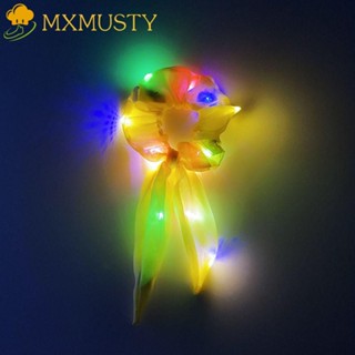 Mxmusty ที่คาดผมหางม้า แบบริบบิ้น LED สีแคนดี้ เรืองแสง แฟชั่น สําหรับปาร์ตี้