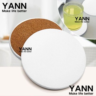 Yann1 ที่รองแก้วเซรามิค ทรงกลม กันลื่น สีขาว ดูดซับน้ําได้ดี 4.1 นิ้ว 2 ชิ้น