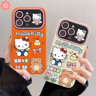 เคสโทรศัพท์มือถือ แบบนิ่ม ลายการ์ตูนเฮลโลคิตตี และหมีน้อยน่ารัก ประดับโบว์ สําหรับ IPhone 11 14 13 15 12 Pro MAX 7Plus XR X XS MAX 6 7 8 15 6S Plus SE 2020