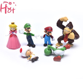 Goldensquare ฟิกเกอร์ PVC รูป Mario Bros ของเล่นสําหรับเด็ก 6 ชิ้น ต่อชุด