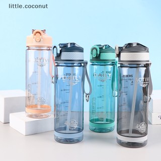 [little.coconut] ขวดน้ําพลาสติกใส ปลอด BPA ขนาด 800 มล. พร้อมหลอดดูด สําหรับผู้ชาย เดินป่า ตั้งแคมป์ กลางแจ้ง