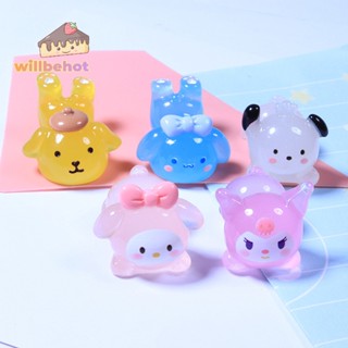 SANRIO [WillbehotT] กิ๊บติดผมเรซิ่น เนื้อแมตต์ ลายการ์ตูนซานริโอ้น่ารัก สามมิติ 5 ชิ้น [ใหม่]