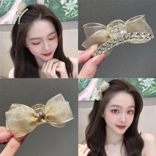 Spot second hair# Double-sided bow small clip female side bangs clip top Korean bangs AB two-sided clip high ponytail hairpin 8cc