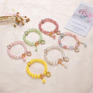 Luckybabys&gt; สร้อยข้อมือ คริสตัล เกาหลี สีชมพู น่ารัก เด็กผู้หญิง เดซี่ Gelang Tangan Perempuan สร้อยข้อมือ สําหรับผู้หญิง แฟชั่น เครื่องประดับใหม่