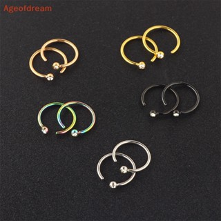 [Ageofdream] จิวจมูก สเตนเลส รูปตัว C ประดับเพชรเทียม เครื่องประดับเจาะร่างกาย ใหม่