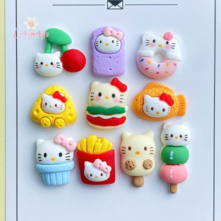 Luckybabys&gt; ใหม่ กิ๊บติดผมเรซิ่น ลายการ์ตูนแมว Hello Kitty น่ารัก DIY สําหรับตกแต่งสมุดภาพ เครื่องประดับ กิ๊บติดผม รองเท้า 5 ชิ้น