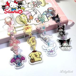 ✿ Sanrio เชือกอะคริลิกพวงกุญแจห้อยกระเป๋า Melody Kuromi Hello Kitty Cinnamoroll ตุ๊กตาอะคริลิกของขวัญพวงกุญแจน่ารักของขวัญสร้างสรรค์จี้ขนาดเล็ก