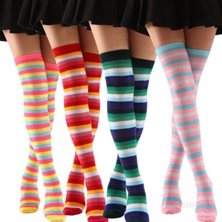 Zuo Women Thigh High Socks Over the Knee High Stocking Striped Long Boot Socks