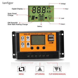 Lanf อุปกรณ์ควบคุมการเก็บประจุพลังงานแสงอาทิตย์ 12V 24V 30A 20A 10A PWM หน้าจอ LCD USB 5V 2.5A MOS EN