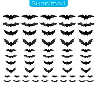 [Sunnimix1] สติกเกอร์ LED ลายค้างคาว 3D สําหรับติดตกแต่งผนังบ้าน หน้าต่าง เทศกาลฮาโลวีน สวน